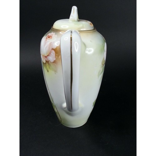 Antique RS PRUSSIA Porcelain Chocolate Coffee Pot GERMANY Light Pink Rose - Picture 5 of 10