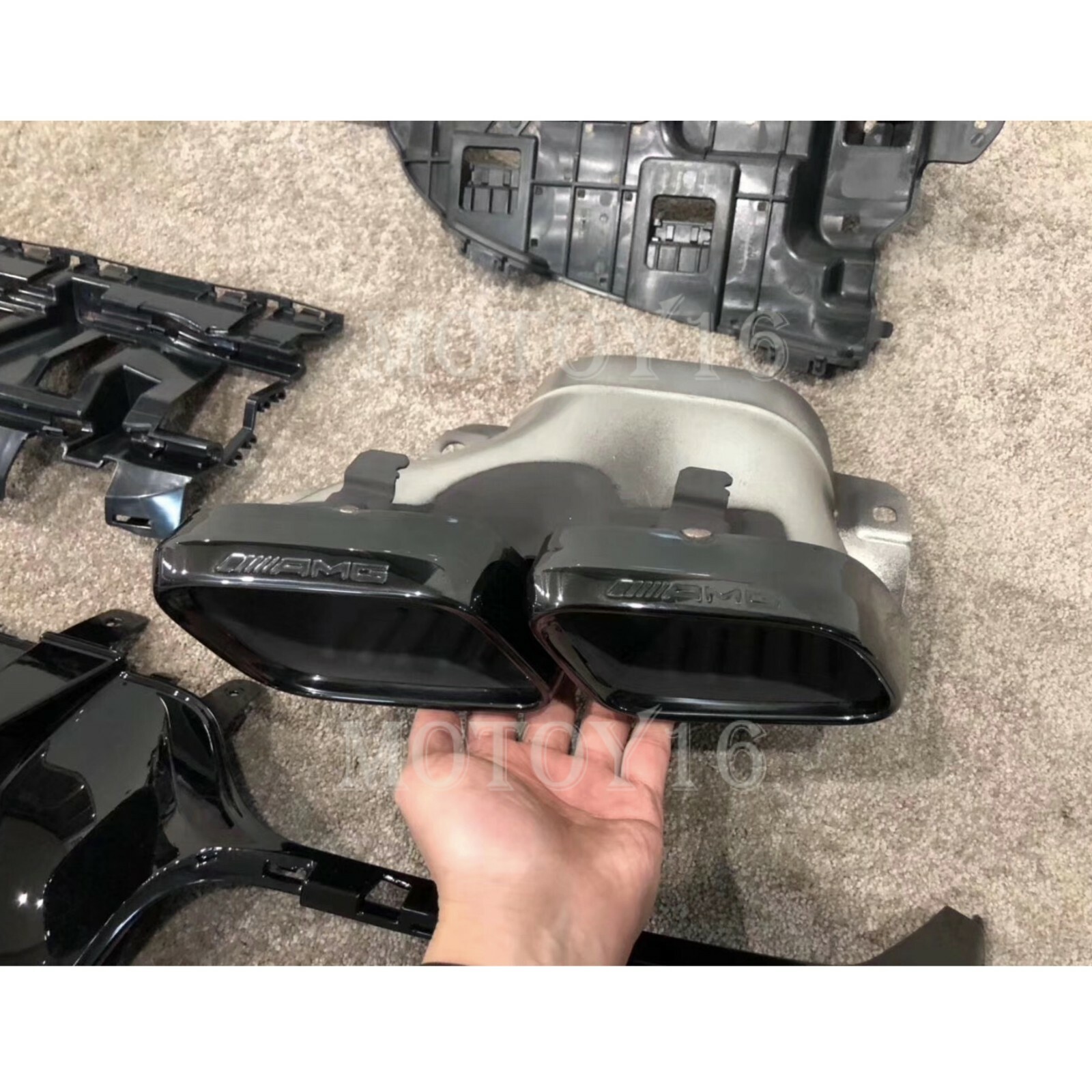 C63 Style Rear Diffuser Exhaust Tip for Mercedes A205 AMG Bumper