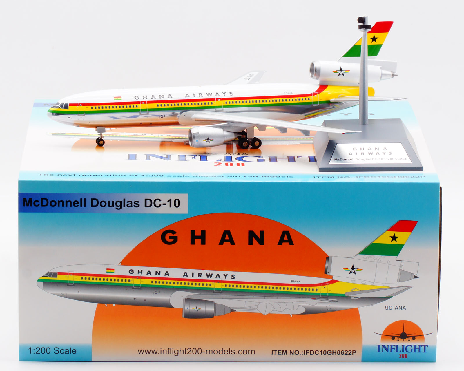 INFLIGHT 1:200 GHANA AIRWAYS McDonnell DC-10-30 Diecast Aircraft Model ...