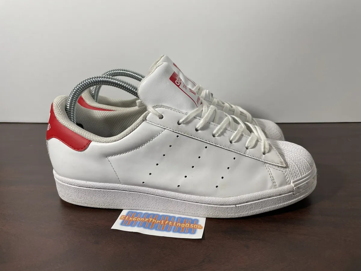 pavimento Elevado Aja Adidas SuperStan Stan Smith Superstar Men&#039;s Size 7 Shoe White Red  Sneakers | eBay