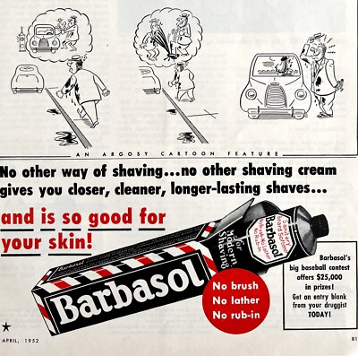 Barbasol Shaving Cream 1952 Advertisement Hair Beard Hygiene DWEE7