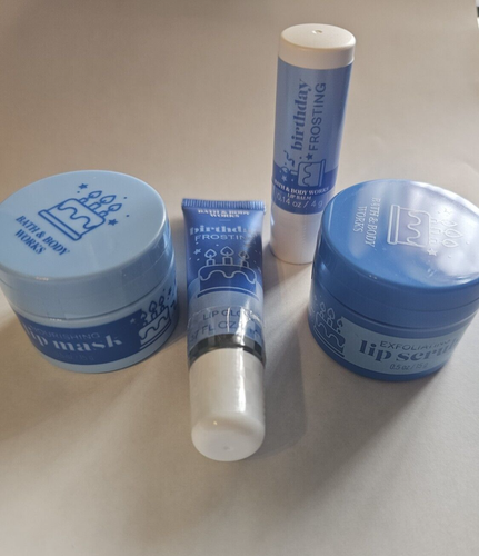 4pc Bath & Body Works BIRTHDAY FROSTING Lip Scrub Mask Gloss & Balm (NEW&Sealed) - Bild 2 von 11