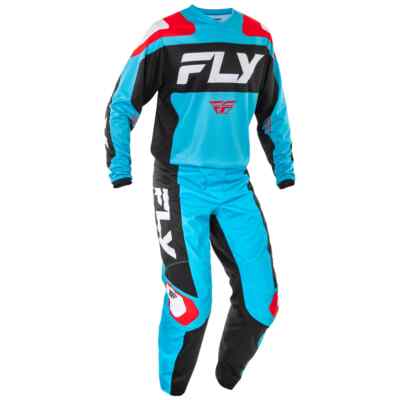 FLY RACING F16 CYAN SCHWARZ 2025 MOTOCROSS MX KIT HOSE / TRIKOT ERWACHSENE ALLE GRÖßEN