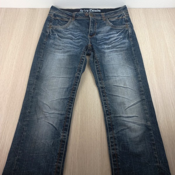 Spicy Denim Jeans Size 31 Mid Rise Boyfriend Slim Not Stretch Distressed Blue