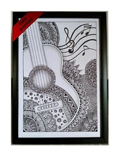 Framed paper wall art painted with pen picture decorate for home living room 