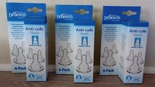 3 X Dr. Brown's 6 Pk Natural Flow Anti-Colic Nipple Level 2 Medium Flow  3m+ NEW