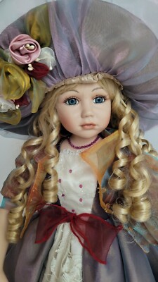 Delton Porcelain Doll Collectible w/Stand & Box N61 of 1000, Rose Marie 28'' Tall