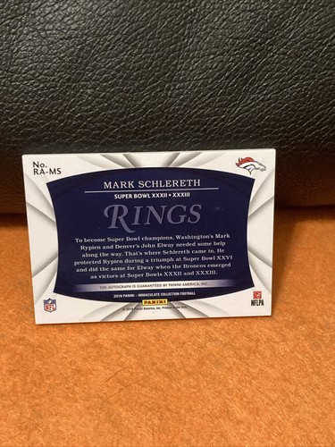 2018 PANINI IMMACULATE MARK SCHLERETH SUPER BOWL RINGS ON CARD AUTO SSP# 2/2 - Picture 7 of 9