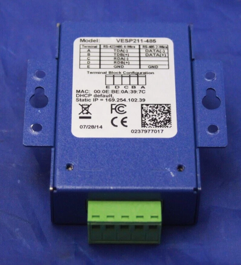 Mini servidor serie Advantech B+B SmartWorx VESP211-485 1 puerto sin adaptador de corriente Foto 3 de 3