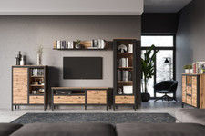 Loft Style Vitrine in schwarz und Wotan Eiche Farbe, hochwertig!