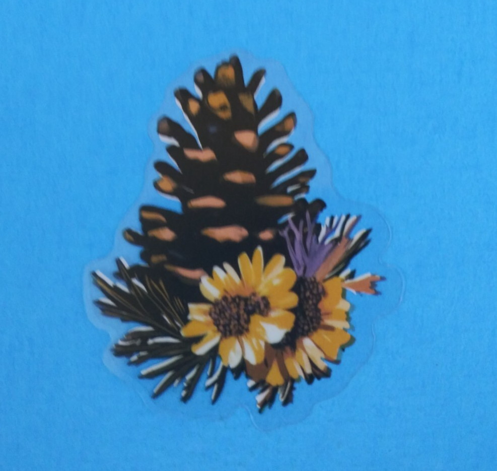 Beautiful Floral Pinecone Transparent Sticker 2.25" x 1.75" (AU)