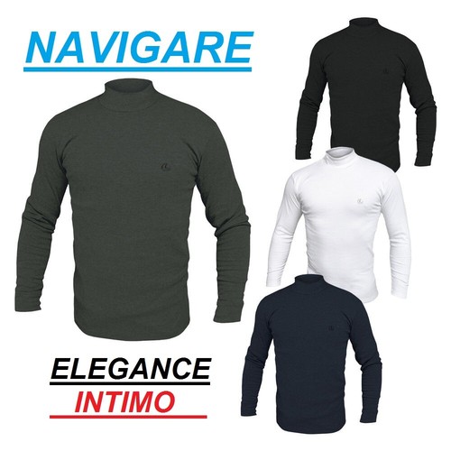 MAGLIA LUPETTO DA UOMO MANICA LUNGA E IN CALDO COTONE CON COLLO ALTO MEZZO  PER | eBay