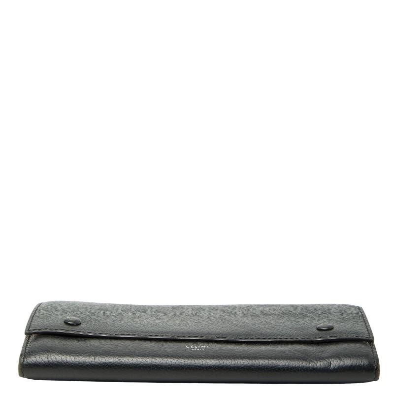 CELINE Large Flap Multi-Function Wallet Black Lea… - image 3