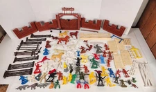 Vintage Marx, Tim-Mee/MPC Plastic Cowboy Indian, Western Figures Horses Army Lot