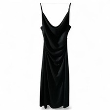 Ruby Black Glitter Ruched Spaghetti Strap Long Dress Women's Size M Gothic Glam
