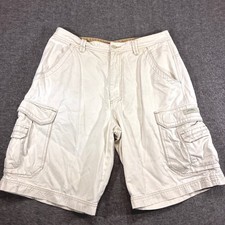 Y2K Unionbay Cargo Shorts Mens 34 Beige Cotton Utility Pockets Travel Beach