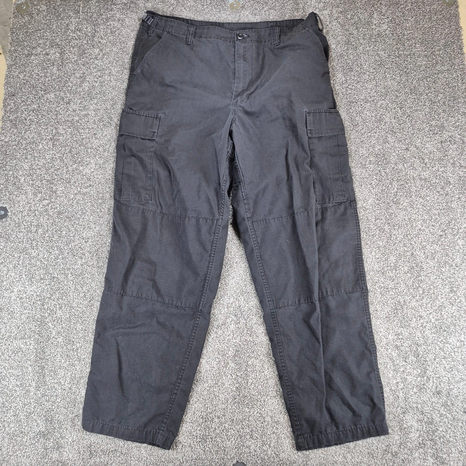 Tactical Ripstop Cargo Pants Mens Large (37x31) Black Utility Adjustable Waist