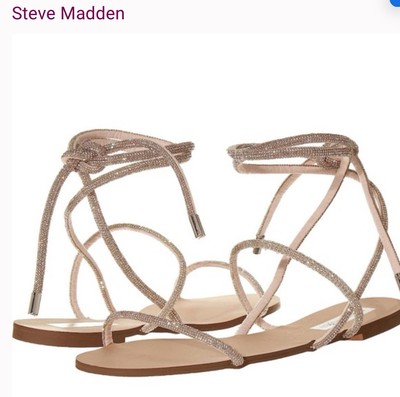 Steve Madden Womens Twirl-R Ankle-Tie Sandals Rhinestone Size 7