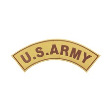 Large 12" U.S. ARMY Embroidered Curved Top Rocker Patch - Tan/Brown Back Patch