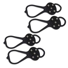  2 Pairs Non Slip Gripper Spike, Ice Grippers Traction Cleats Snow Shoe black
