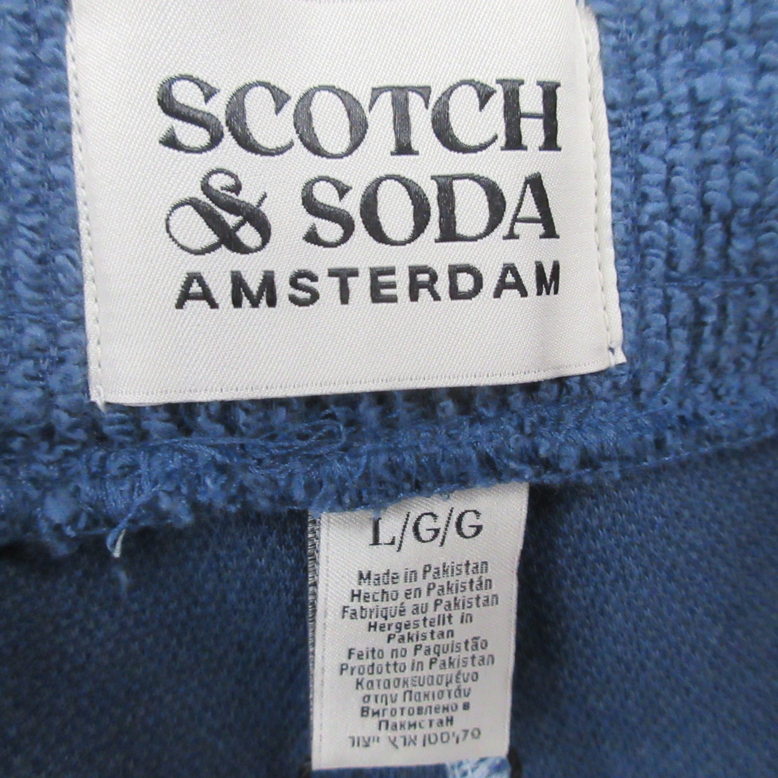 Scotch & Soda Shorts Adult Large Casual Beach Texture Slub Drawstring Blue