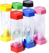 6 Pcs Colorful Sand Timers Set Platic Sandglass Hourglass Sand Clock Timer 30Sec