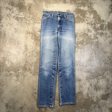 true vintage 70's faded worn Wrangler Jeans Mens 28x32 Light Wash Blue Denim