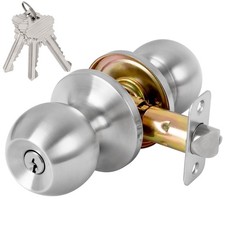 Keyed Entry Door Knob with Lock and Key, Exterior and Interior Door Lock for