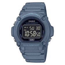 Casio W-219HC-2BV Blue Digital WR 50M Alarm LED Illuminator Resin Stopwatch