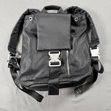 1017 ALYX 9SM Backpack Black Rollercoaster Cobra Buckle Drawstring Dustbag