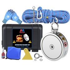 3000LBS Complete Retrieving Magnet Fishing Kit Double Sided Fishing w/Carry Case