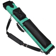 3x5 Hard Shell PU Leather Pool Cue Case Holds 3 Butts 5 Shafts w/Shoulder Strap