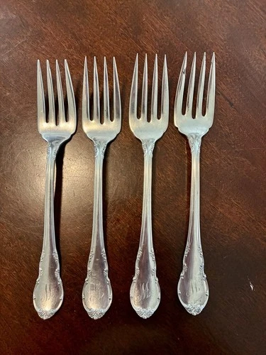 Vintage Lunt Modern Victorian Sterling Silver Salad Forks Set of Four 6 1/4"