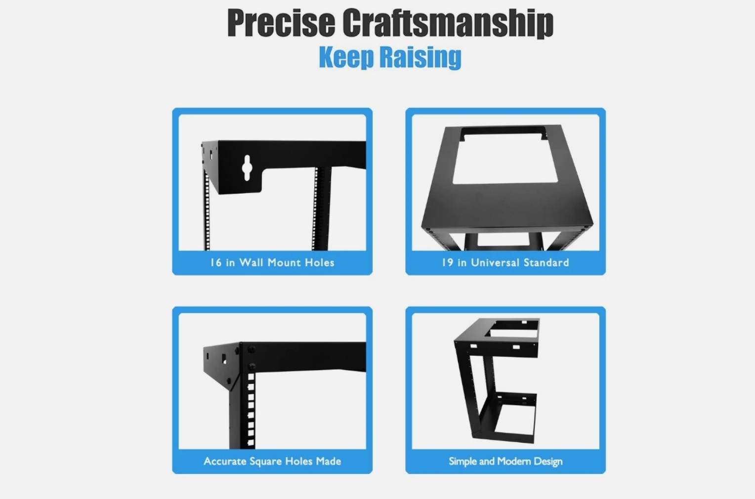 12U Wall Mount Open Frame 19" Server Rack 15" Depth Black w/ 2 Shelves