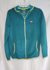 L.L. Bean Full Zip Hooded Jacket Women's M Regular Green Yellow Performance