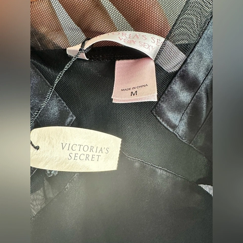 NWT Vintage Victoria’s Secret “Very Sexy” Black Satin Slip Dress – M - Image 4 of 4
