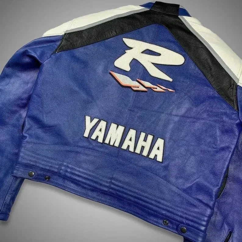 YAMAHA Racing Leather Jacket Handmade Vintage Motorcycle Biker Cowhide R1 Jacket - Image 4 of 4