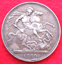 1900 Queen Victoria Silver Crown Five Shillings Nice Grade. LC4