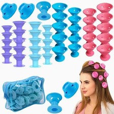 Silicone Heatless Hair Curlers For Women Soft Rollers Overnight Natural Wave New