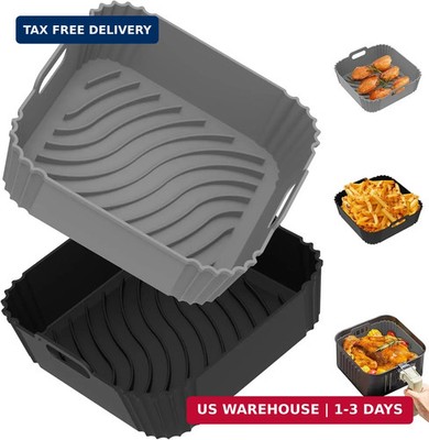 Redfly 2 Pack Silicone Air Fryer Liners, Square Reusable Non-Stick Basket Insert