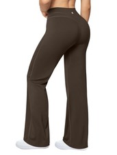 Yoga Pants Women High Waist Casual Soft Crossover Straight Leg Darkbrown