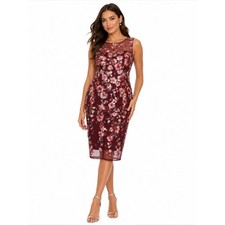 Adrianna Papell - Embroidered Floral Midi Dress