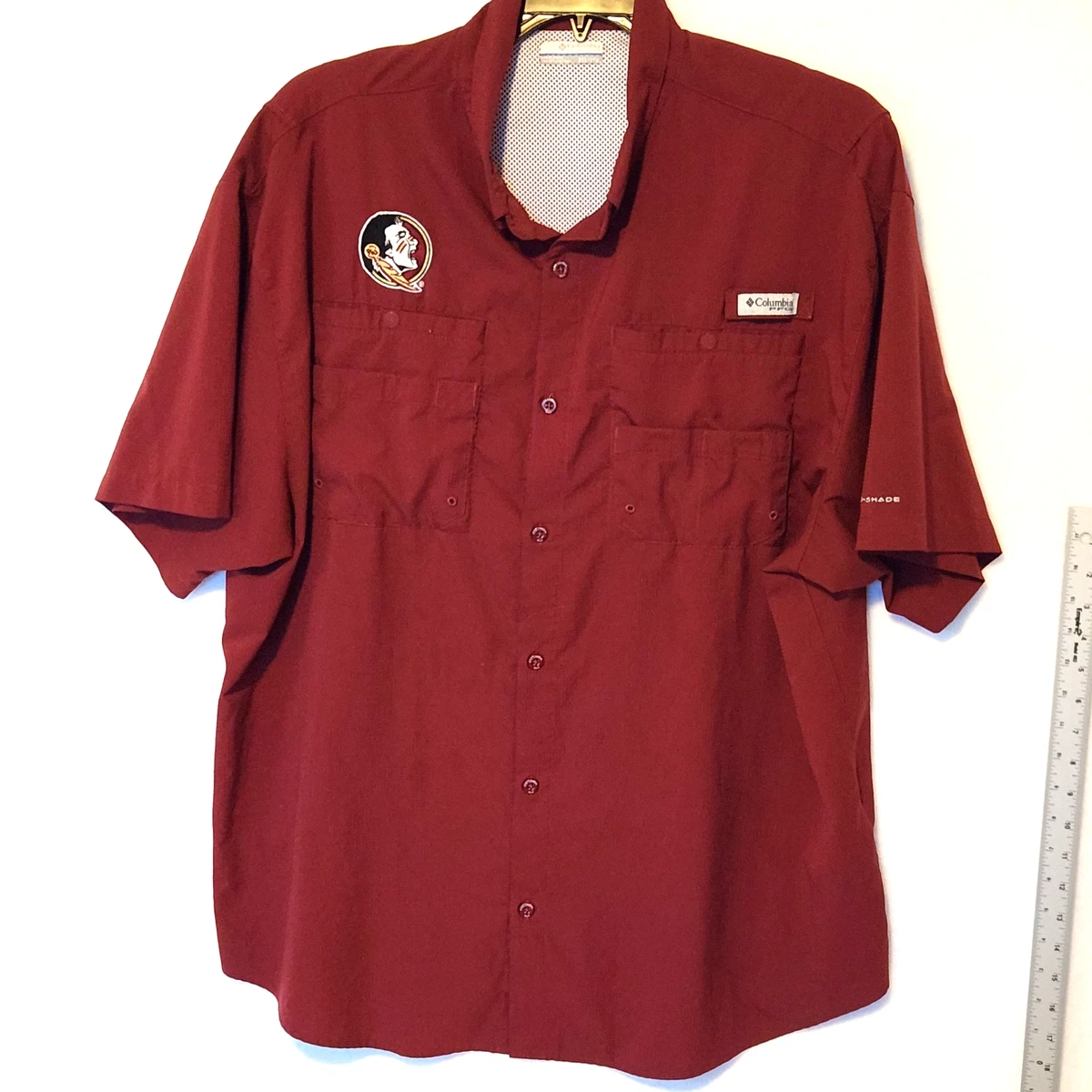 Columbia PFG Chemise De Pêche Homme, Rouge, Taille L, Coupe Décontractée, 100% Coton Léger, Manches Courtes