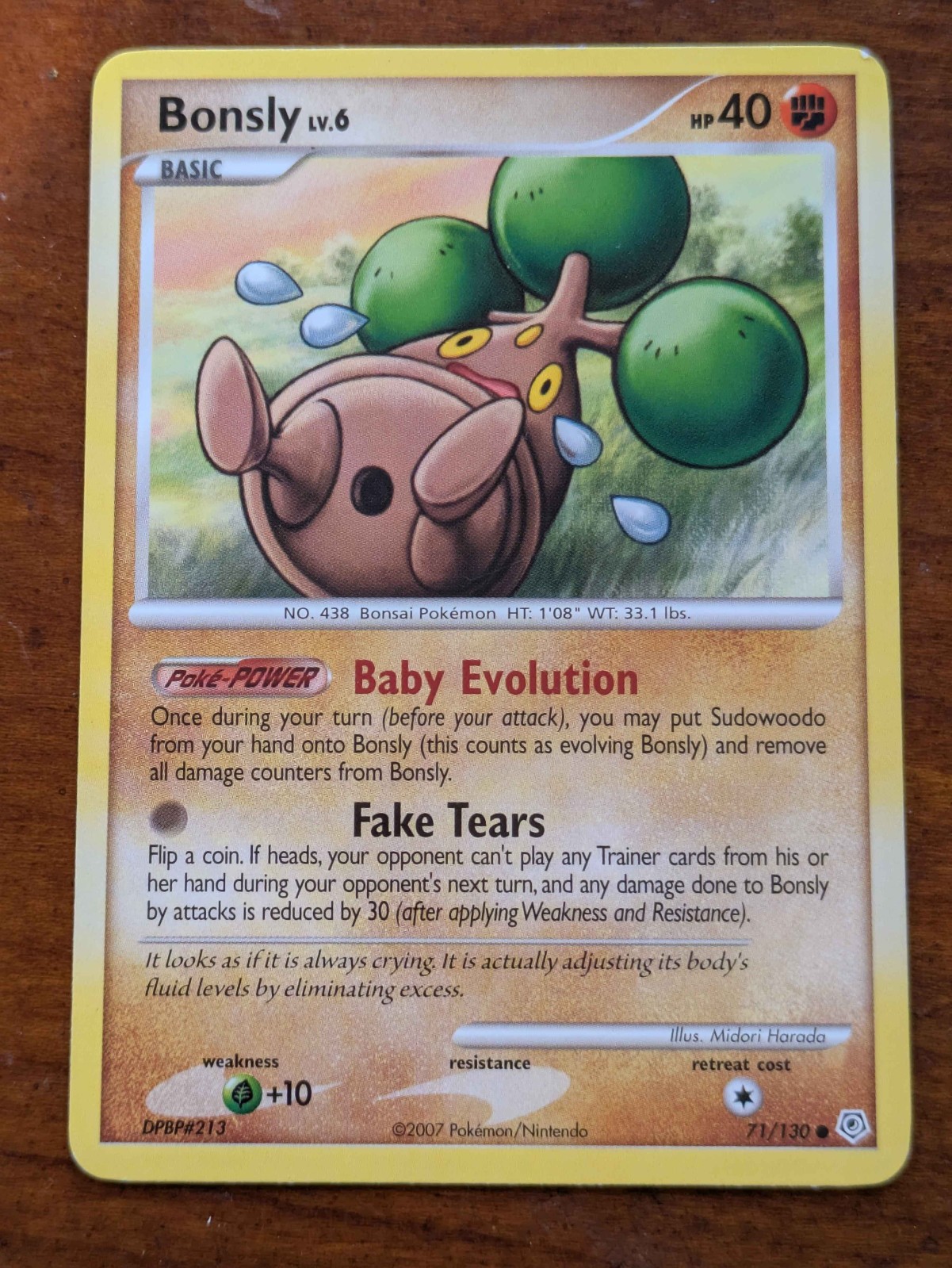 Pokemon TCG Bonsly 71/130 Pokemon Diamond & Pearl Non Holo
