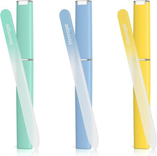 3 Pack Crystal Glass Nail File with Case, Professional Nano Glass Nail F