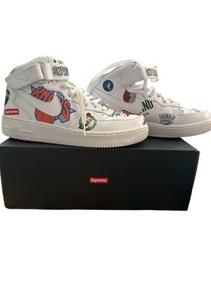 Nike Supreme Air Force 1 Mid NBA Multicolor Logo Leather Mid Top