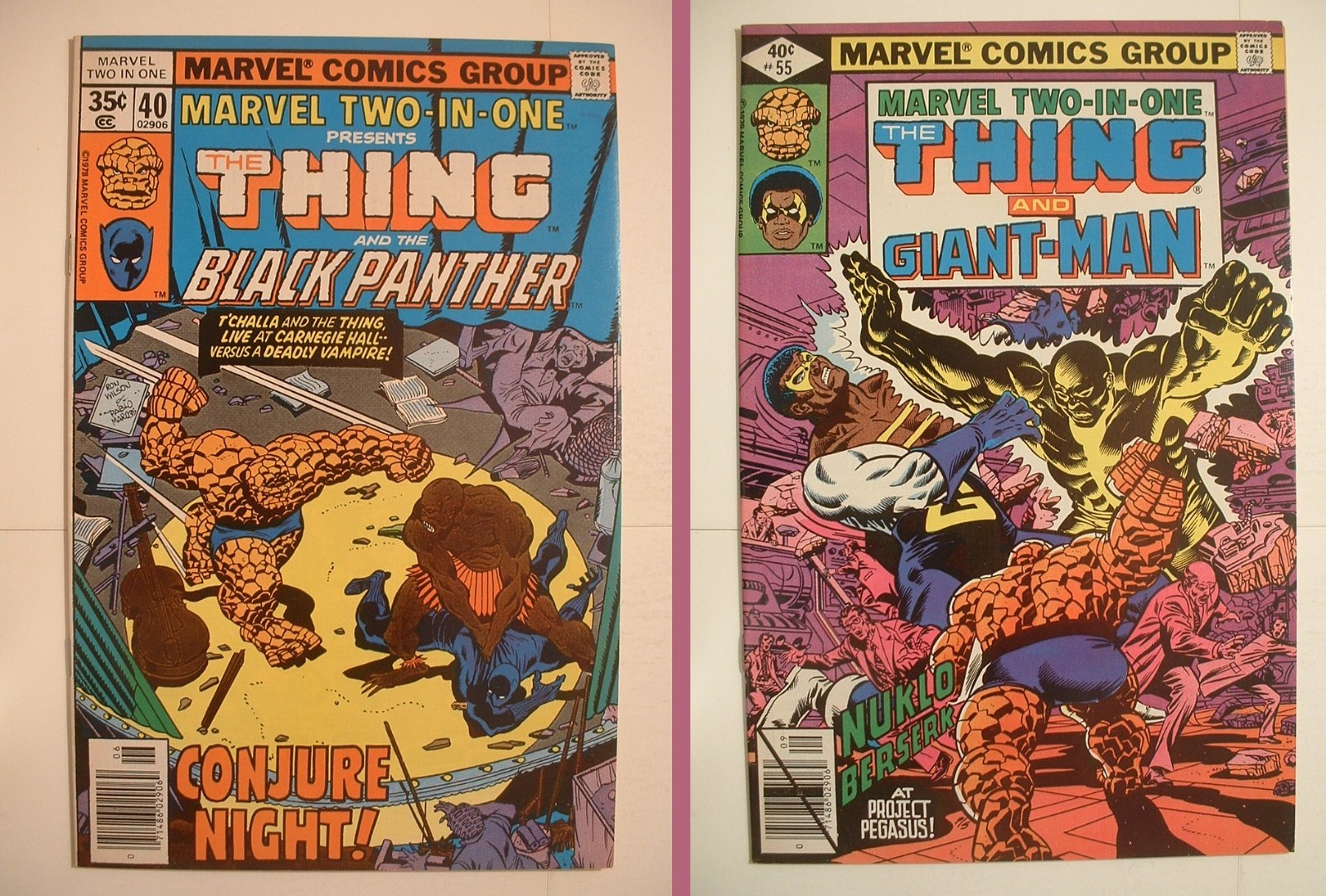 Marvel Two-in-One Lot –1978/79- #40 and 55! Black Panther! Giant-Man! The Thing!