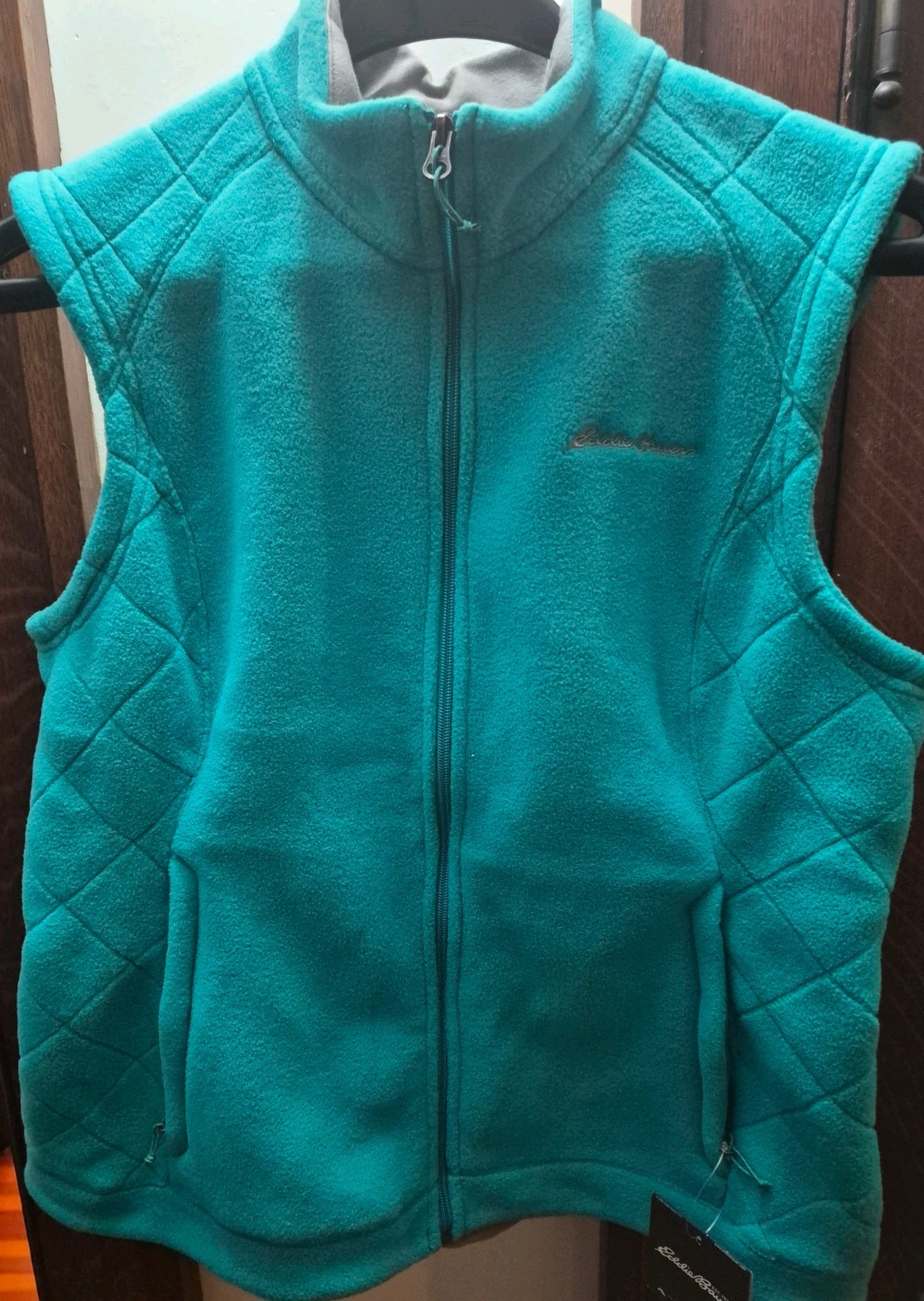 Eddie Bauer NWT Womens Large Fleece Vest Quest 200 Emerald Green Hiking Camping