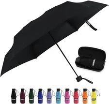 Yoobure Small Mini Umbrella with Case Light Compact Design Perfect for Black 