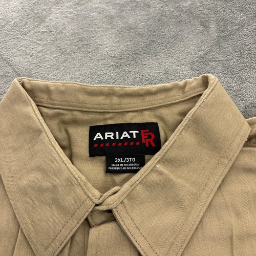Ariat FR Arbeitshemd Herren 3XL Flame Resistant CAT2 Pearl Snap Khaki Hellbraun Braun LS - Bild 3 von 6